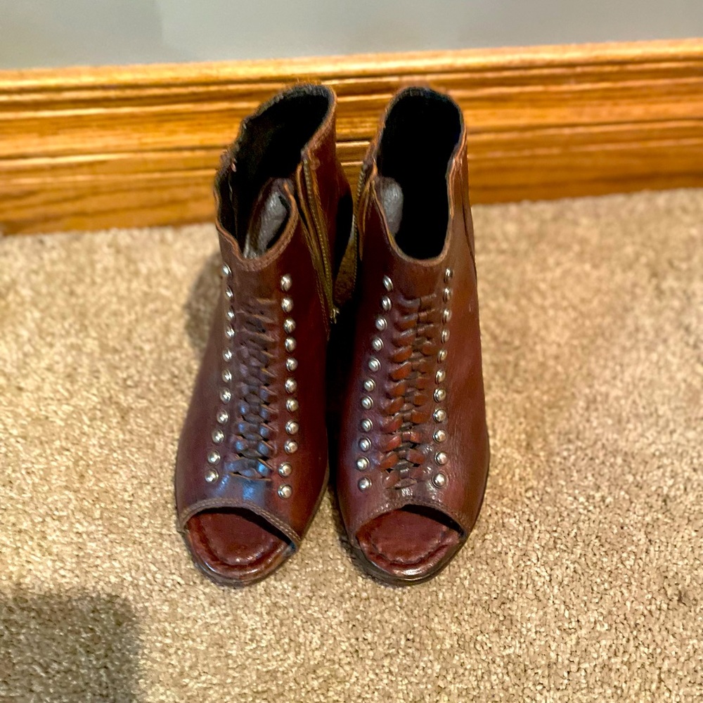 Liberty Black open toe ankle booties